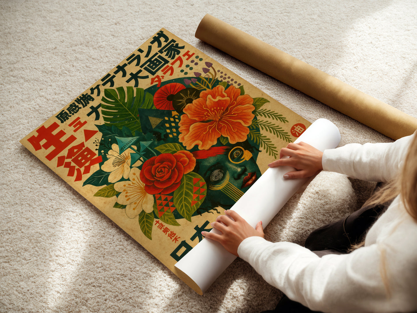 White Lotus — Japanese Botanical Portrait | Vintage Art Print | Contemporary Wall Art