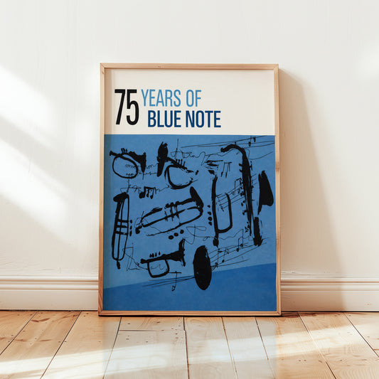 Blue Note Jazz Poster – Abstract Saxophone Wall Ar