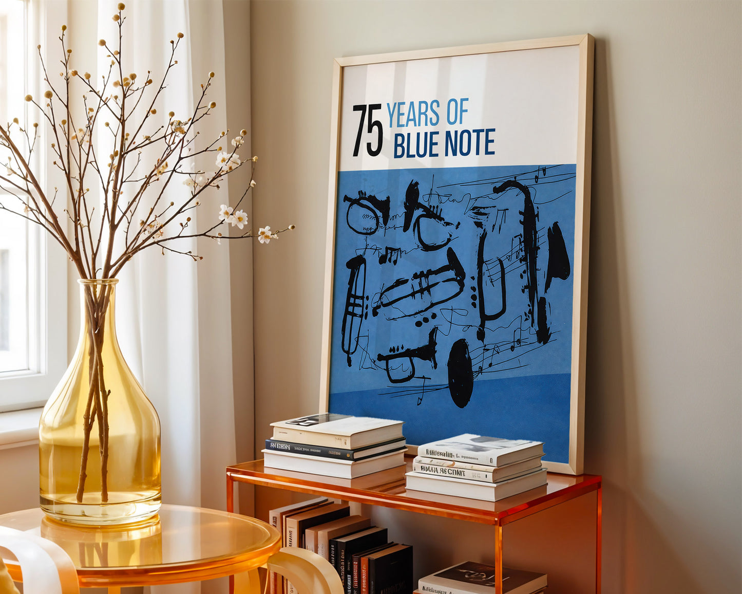 Blue Note Jazz Poster – Abstract Saxophone Wall Ar