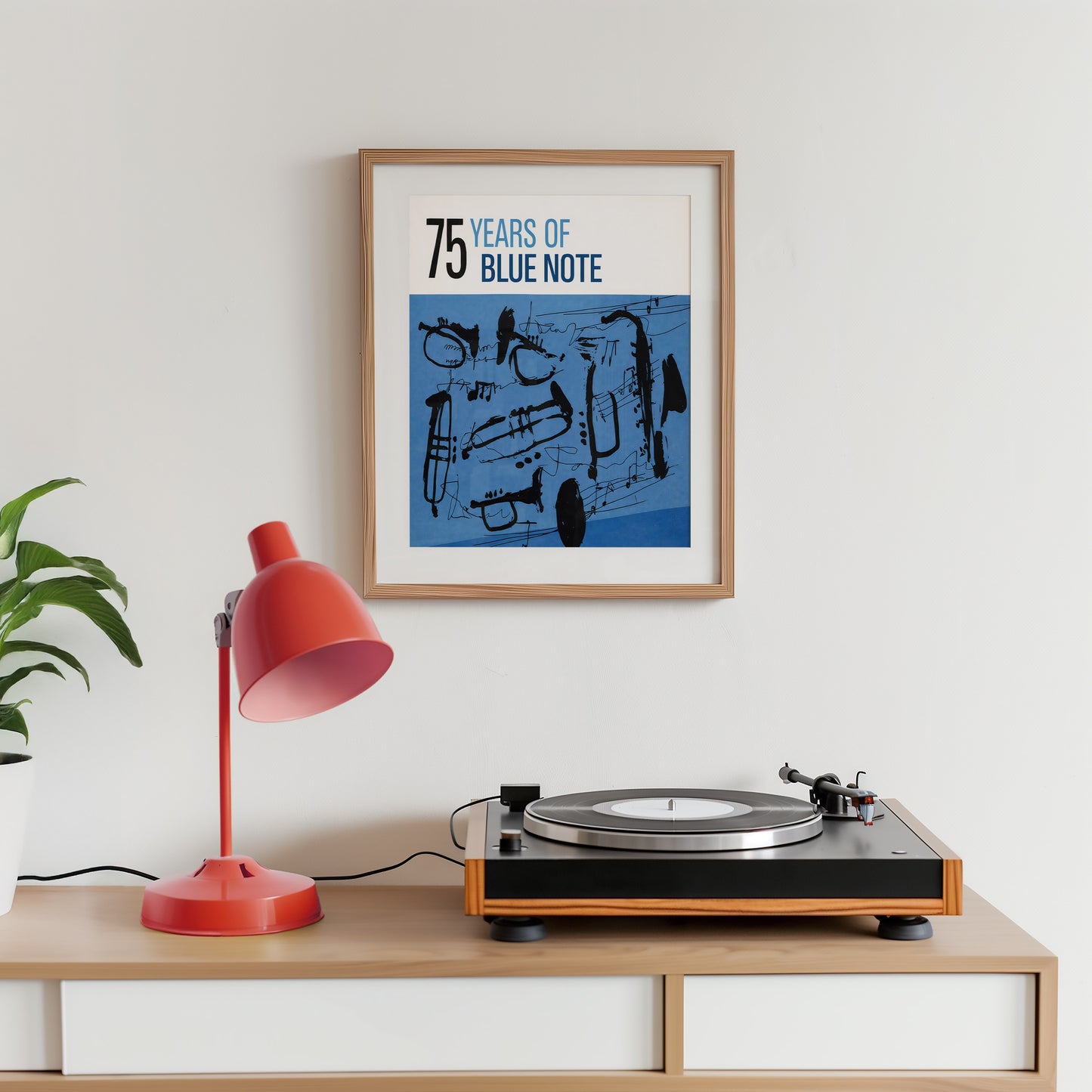 Blue Note Jazz Poster – Abstract Saxophone Wall Ar