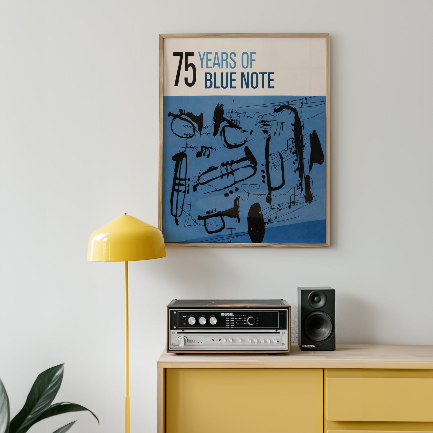 Blue Note Jazz Poster – Abstract Saxophone Wall Ar