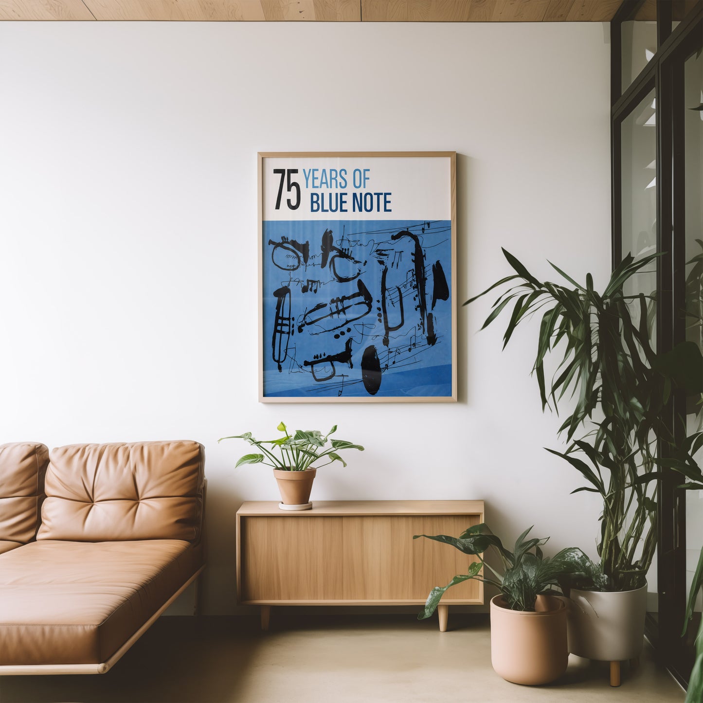 Blue Note Jazz Poster – Abstract Saxophone Wall Ar