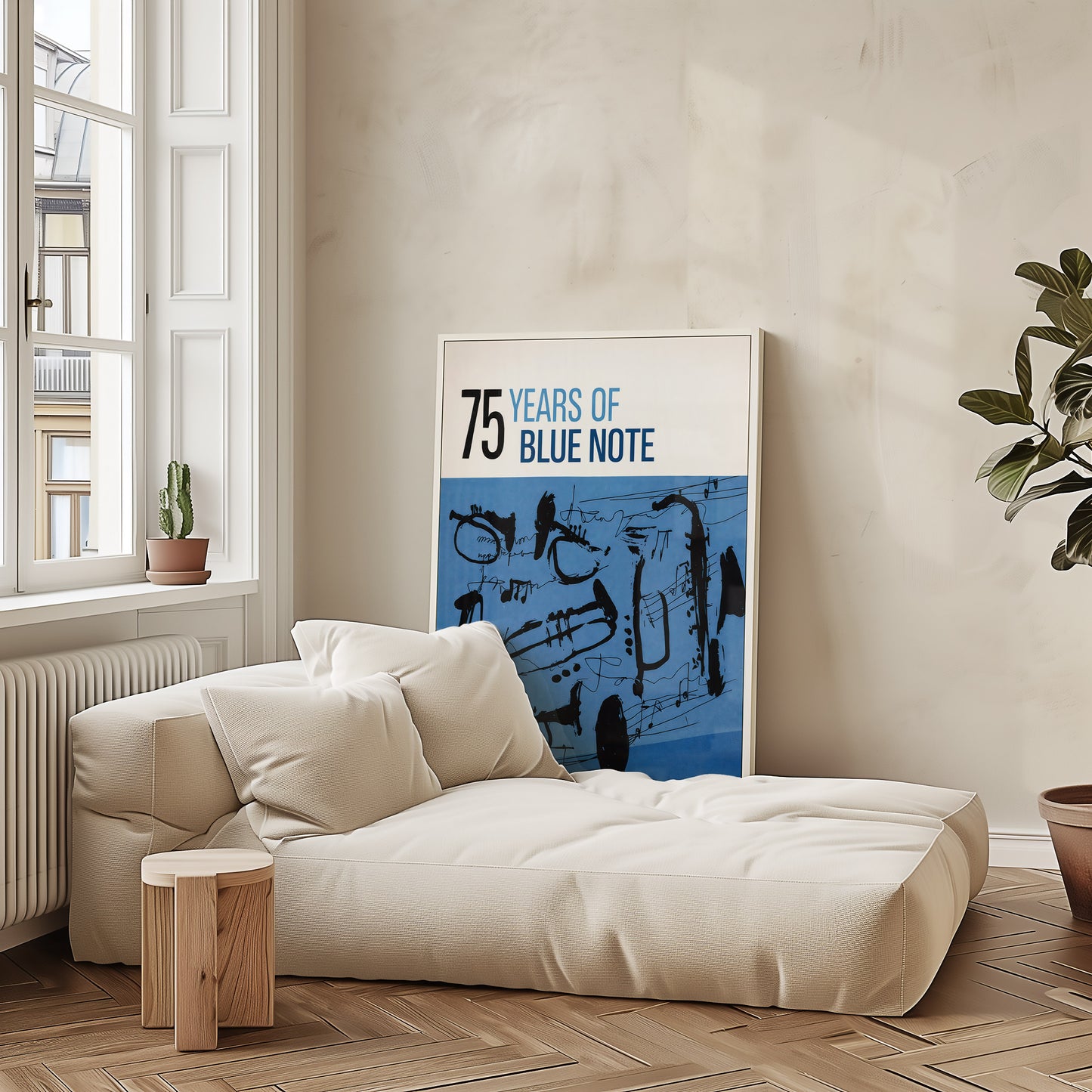 Blue Note Jazz Poster – Abstract Saxophone Wall Ar