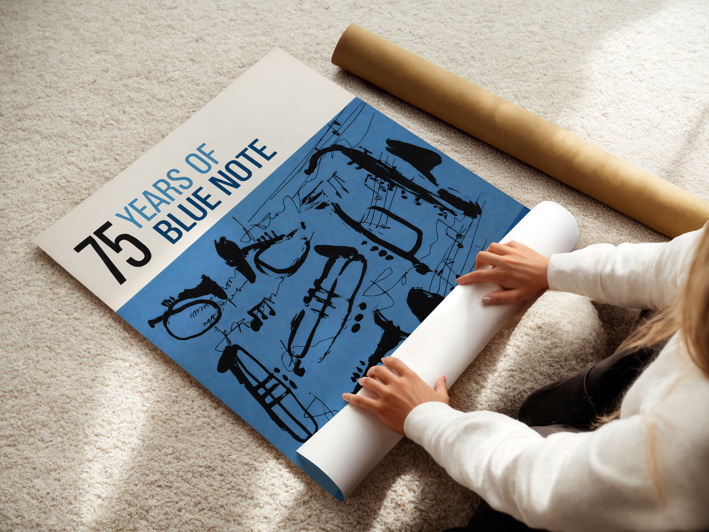 Blue Note Jazz Poster – Abstract Saxophone Wall Ar