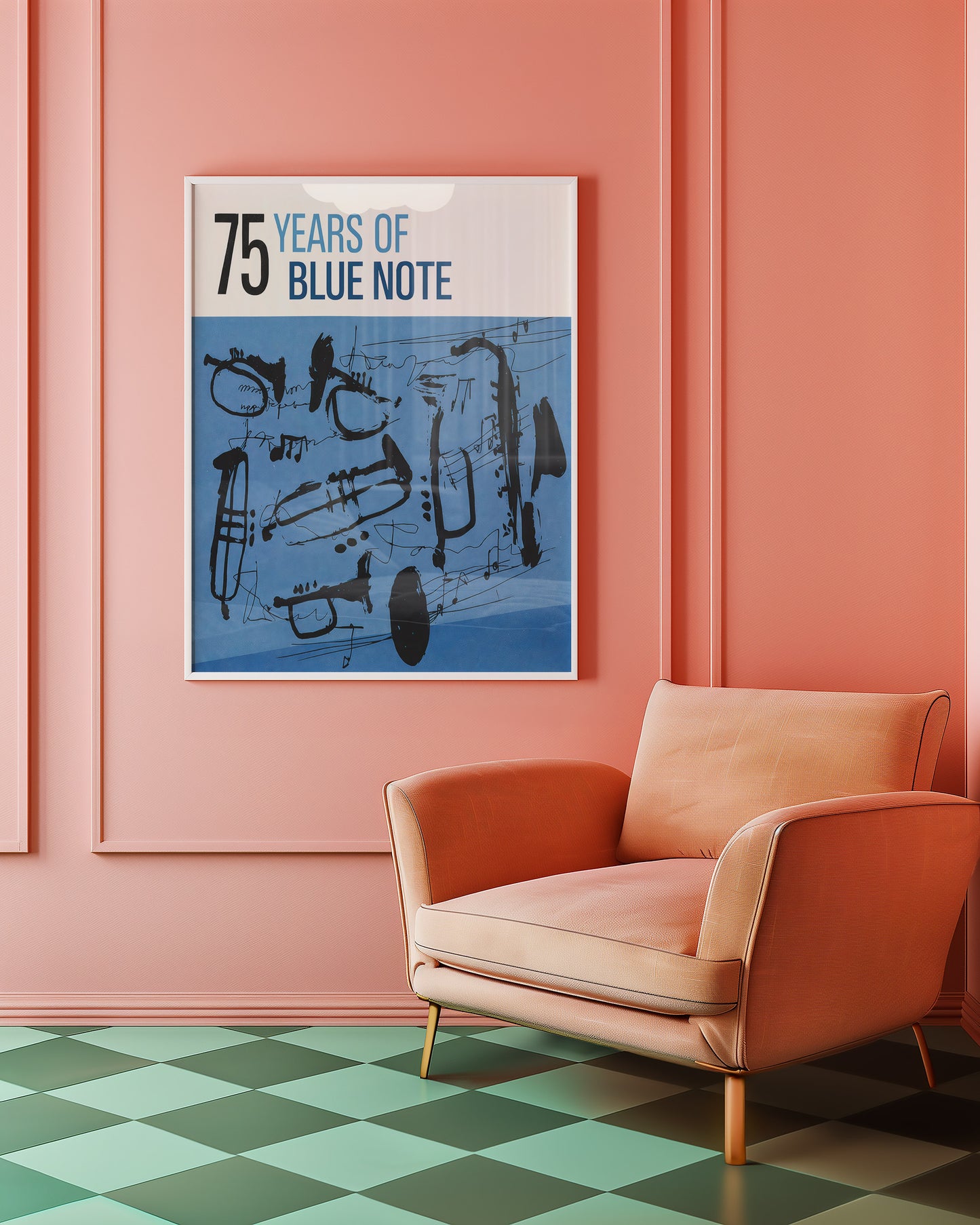 Blue Note Jazz Poster – Abstract Saxophone Wall Ar