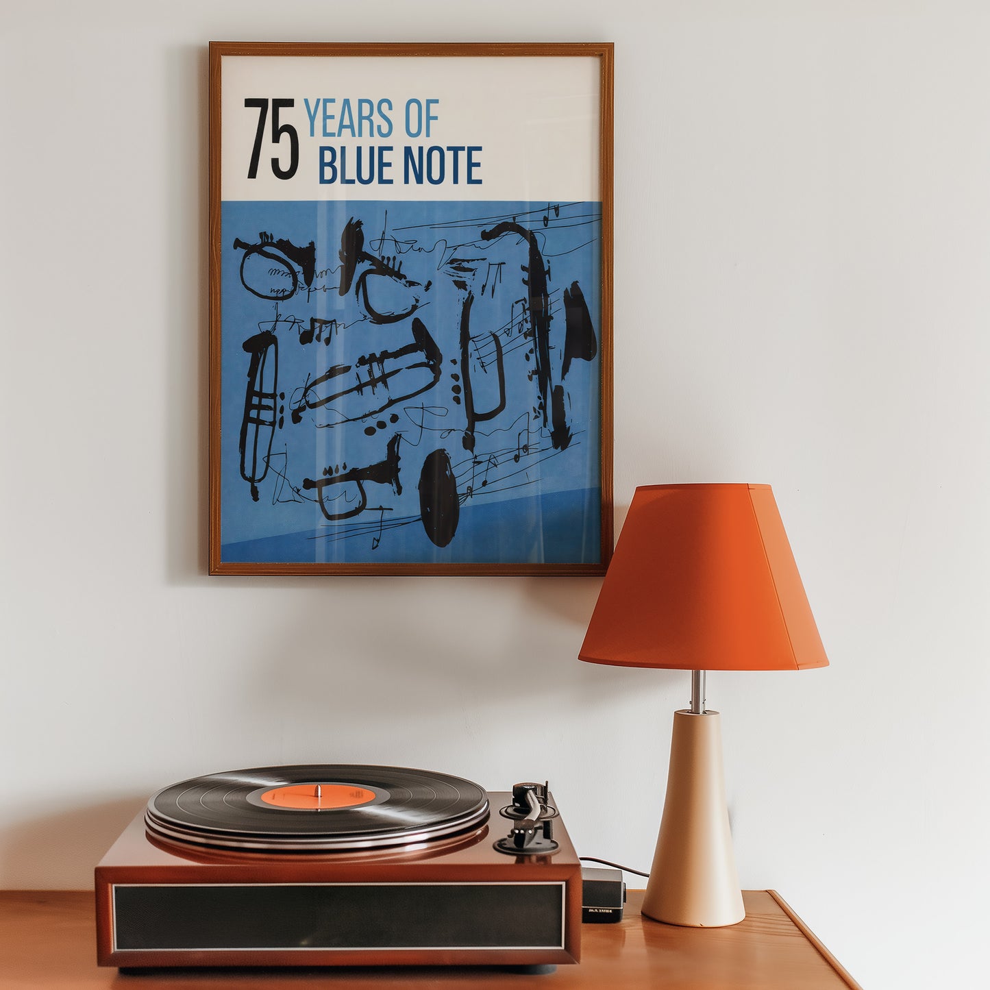 Blue Note Jazz Poster – Abstract Saxophone Wall Ar