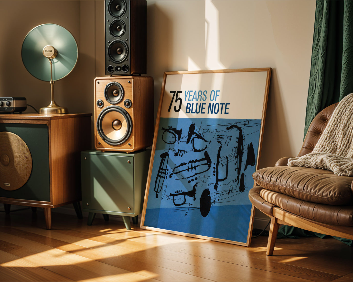 Blue Note Jazz Poster – Abstract Saxophone Wall Ar