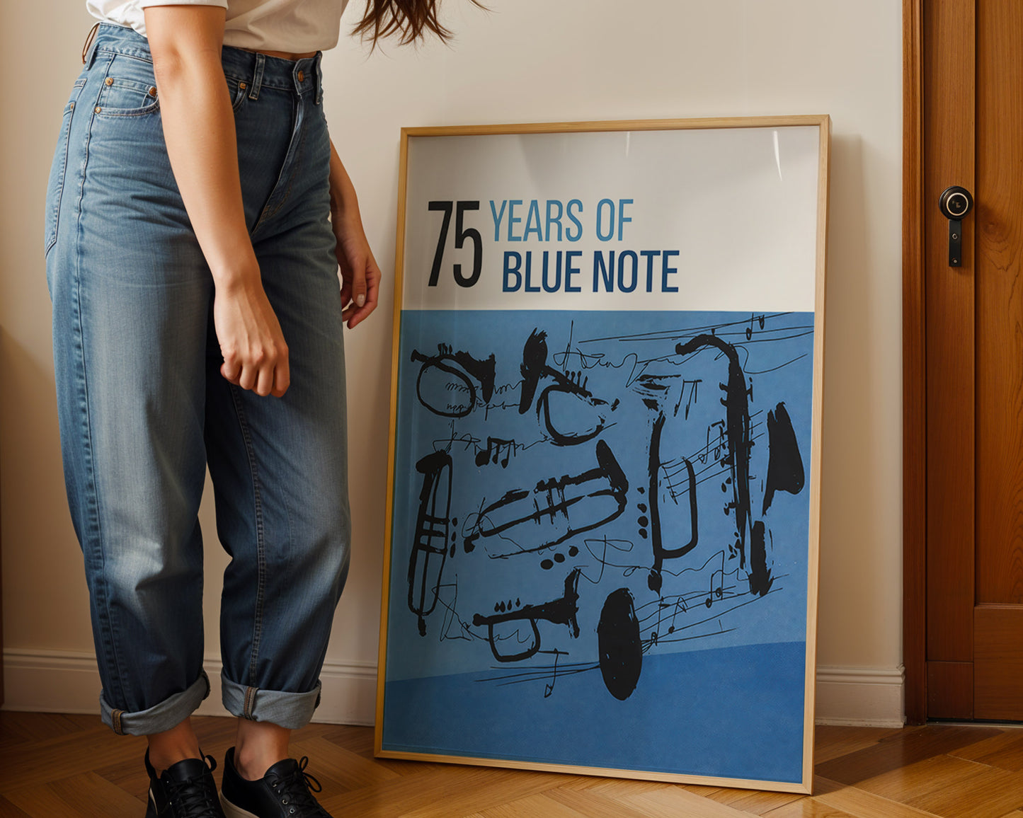 Blue Note Jazz Poster – Abstract Saxophone Wall Ar