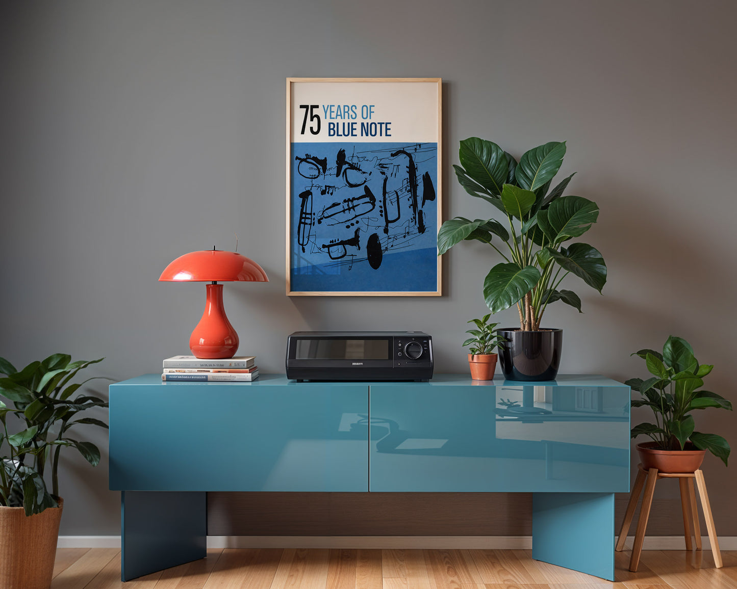 Blue Note Jazz Poster – Abstract Saxophone Wall Ar