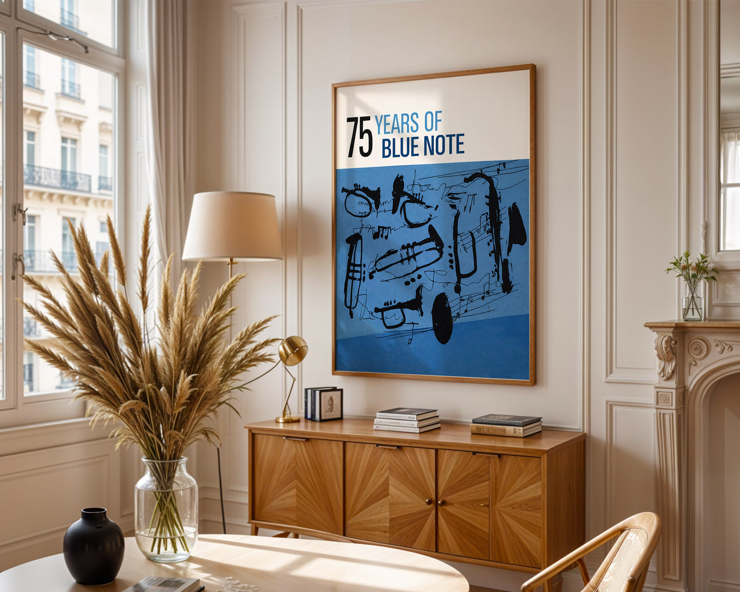 Blue Note Jazz Poster – Abstract Saxophone Wall Ar