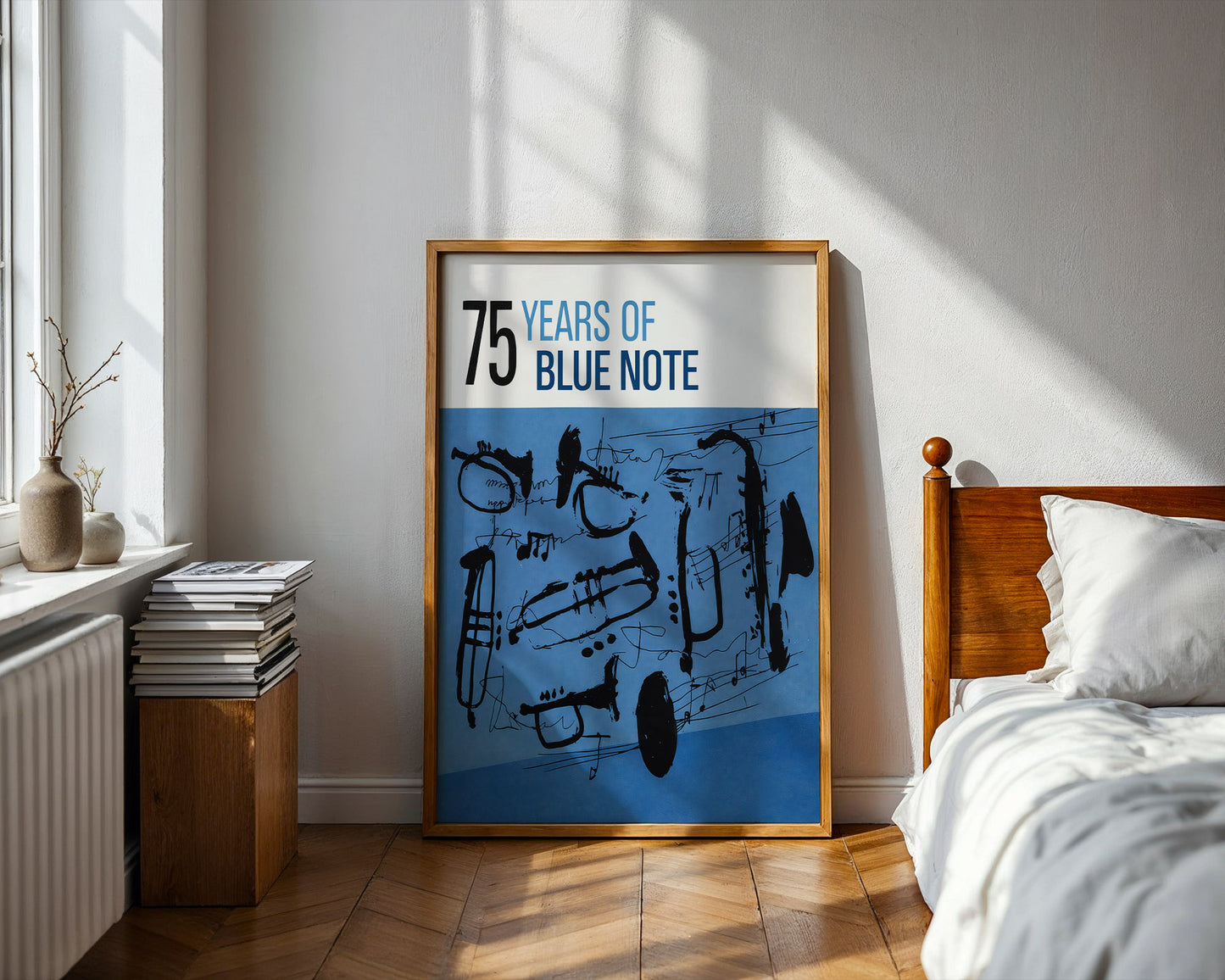 Blue Note Jazz Poster – Abstract Saxophone Wall Ar