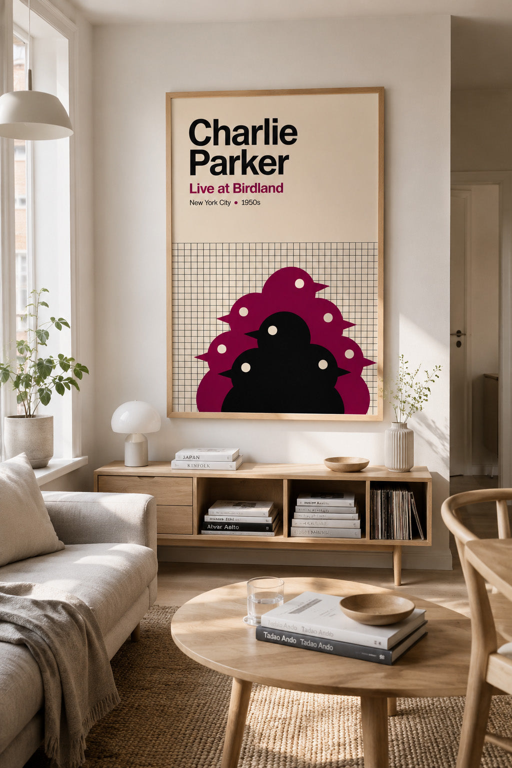 Charlie Parker Live at Birdland Poster – Mid-Century Jazz Wall Art – New York 1950s Music Print