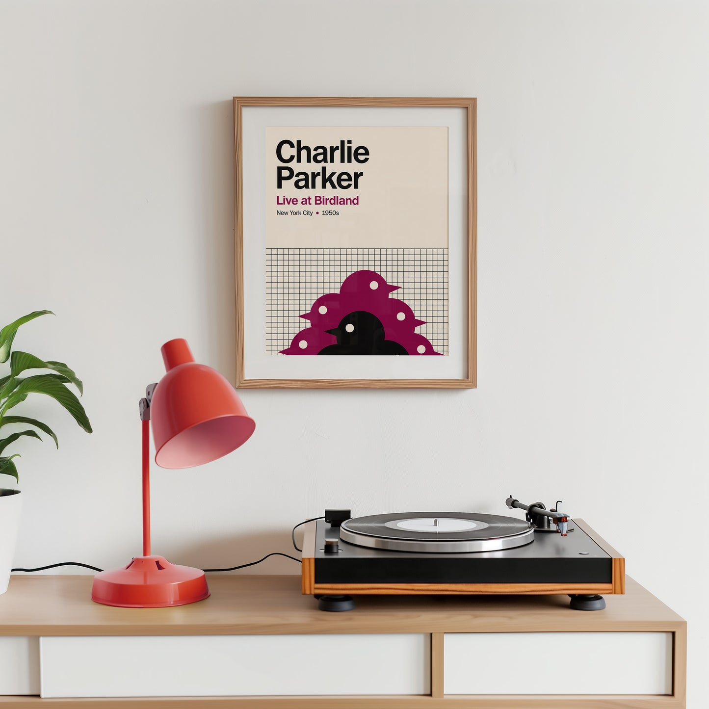 Charlie Parker Live at Birdland Poster – Mid-Century Jazz Wall Art – New York 1950s Music Print