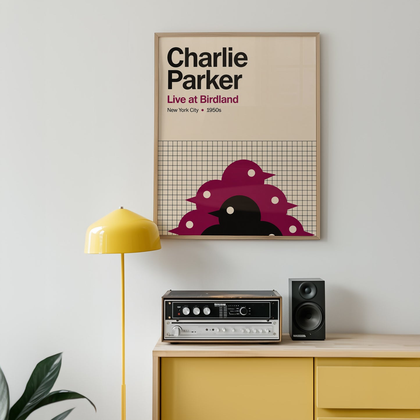 Charlie Parker Live at Birdland Poster – Mid-Century Jazz Wall Art – New York 1950s Music Print