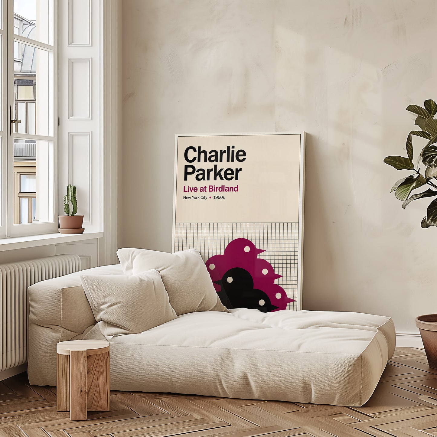 Charlie Parker Live at Birdland Poster – Mid-Century Jazz Wall Art – New York 1950s Music Print