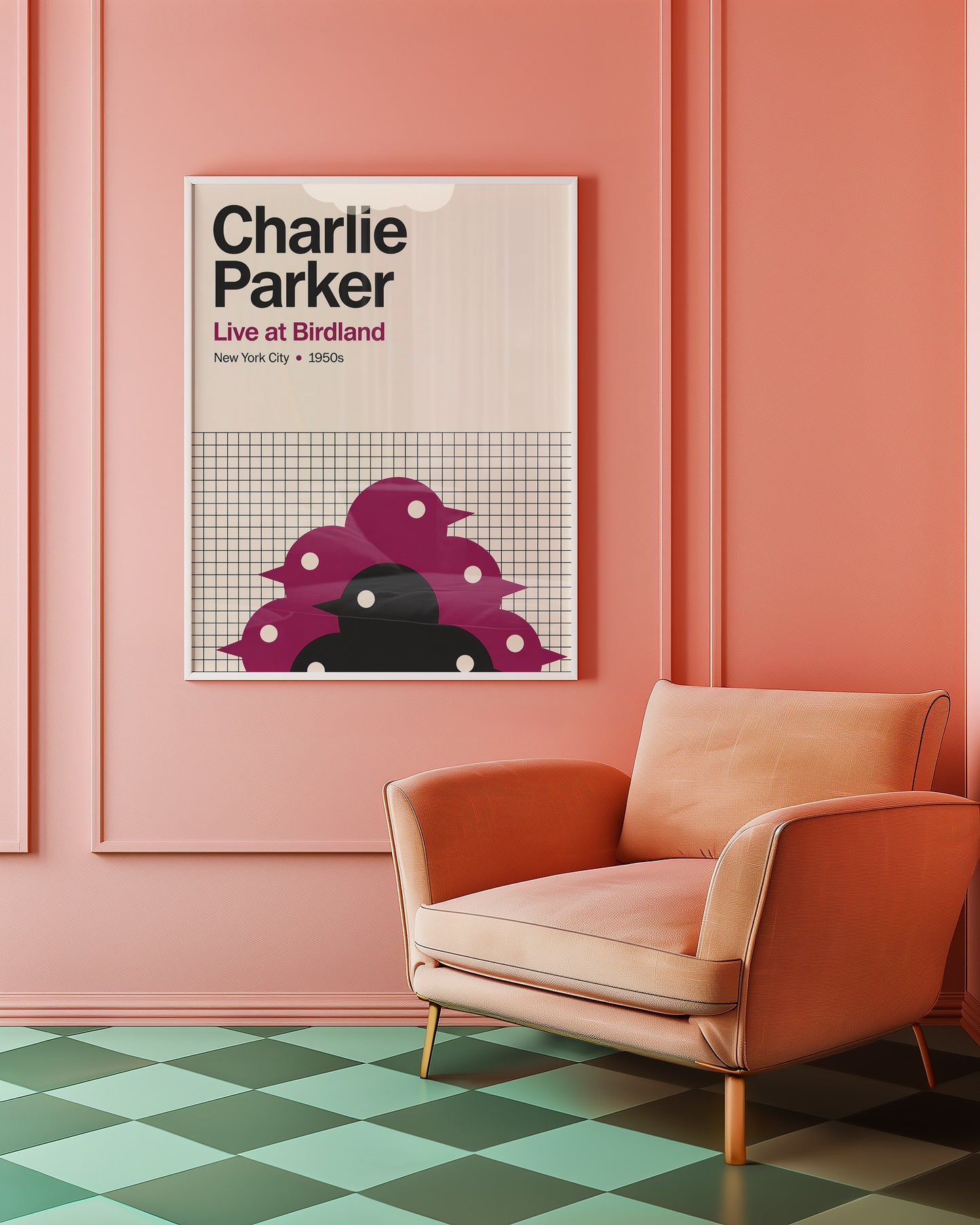 Charlie Parker Live at Birdland Poster – Mid-Century Jazz Wall Art – New York 1950s Music Print
