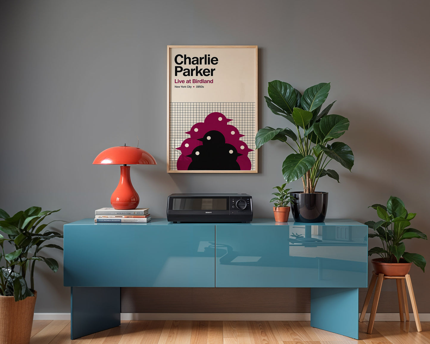 Charlie Parker Live at Birdland Poster – Mid-Century Jazz Wall Art – New York 1950s Music Print