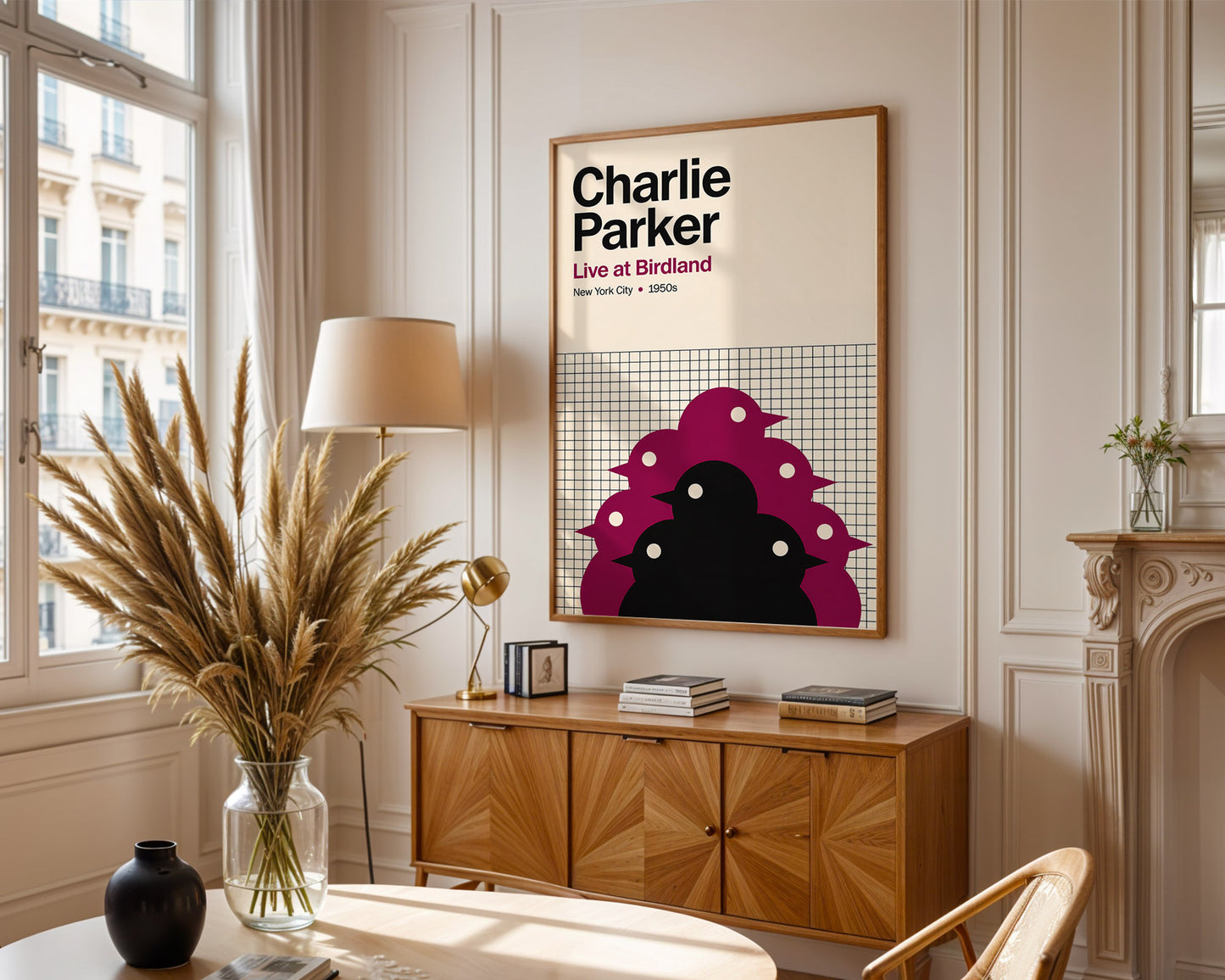 Charlie Parker Live at Birdland Poster – Mid-Century Jazz Wall Art – New York 1950s Music Print
