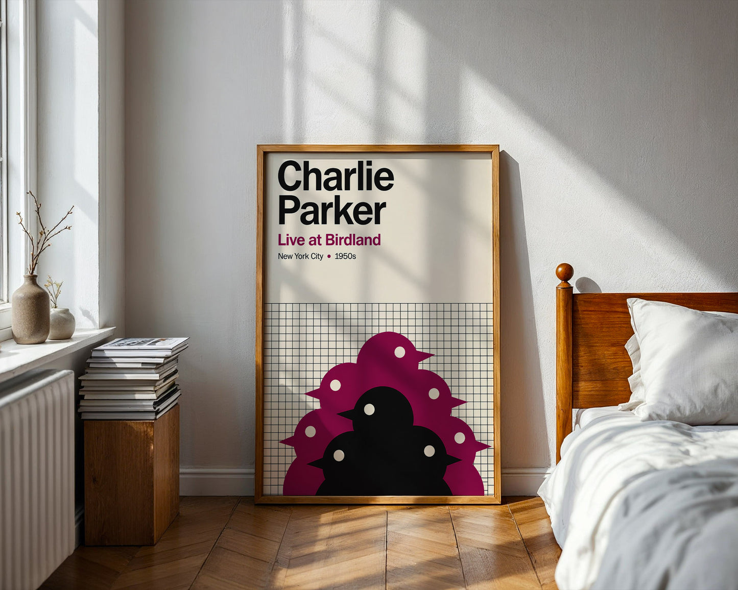 Charlie Parker Live at Birdland Poster – Mid-Century Jazz Wall Art – New York 1950s Music Print