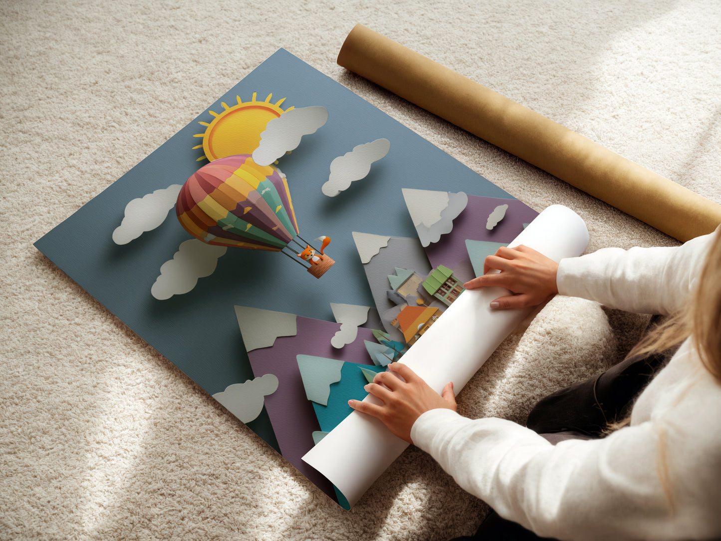 Foxy Balloon Adventure Print – Storybook Nursery Wall Art