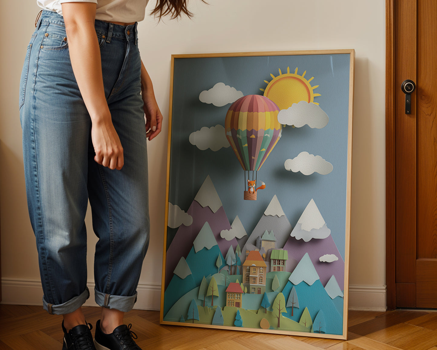 Foxy Balloon Adventure Print – Storybook Nursery Wall Art