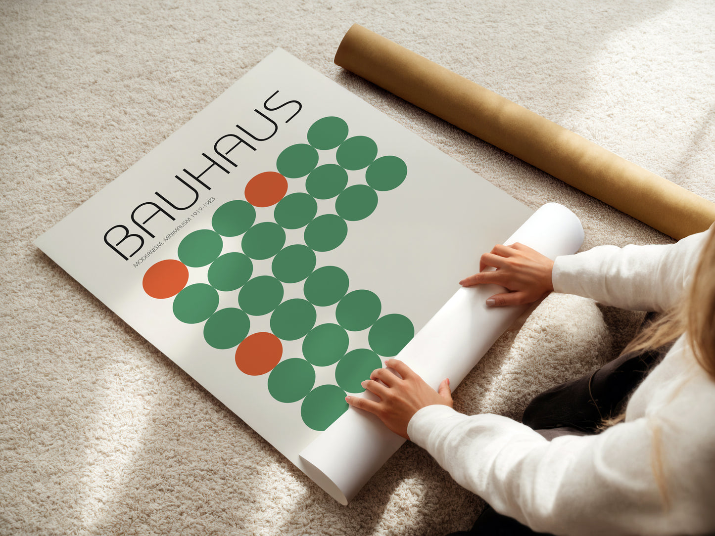 Bauhaus 1919 Poster – Geometric Dot Grid Modern Wall Art