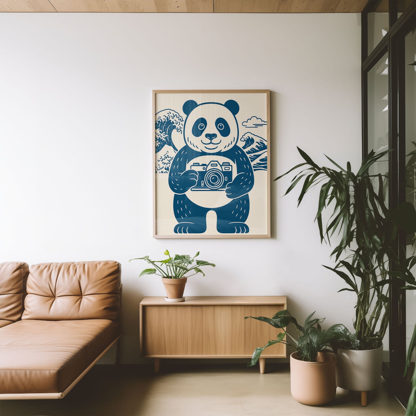 Panda photographer wall art illustration for nursery or kids room