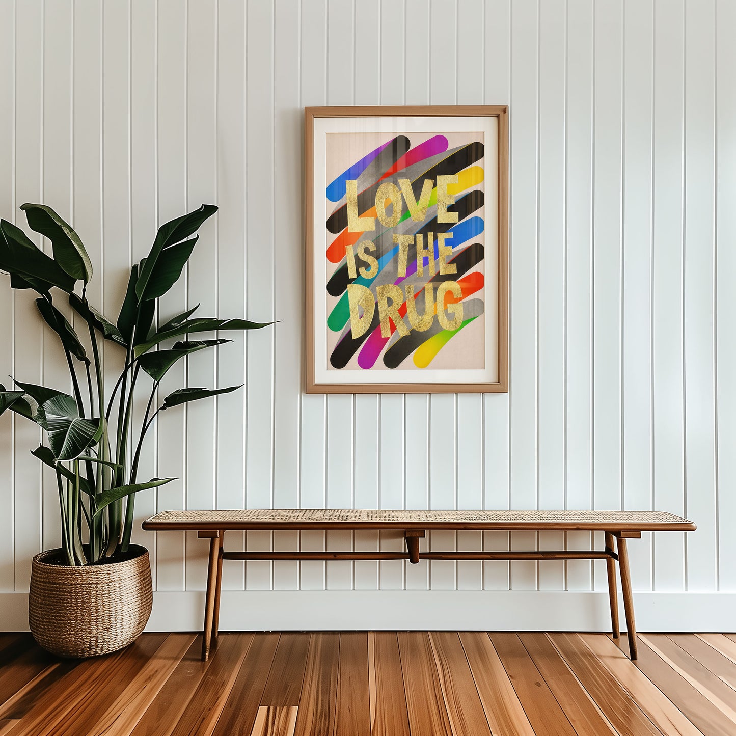 Love Is The Drug – Bold Typography Pop Art Print – Contemporary Maximalist Wall Art