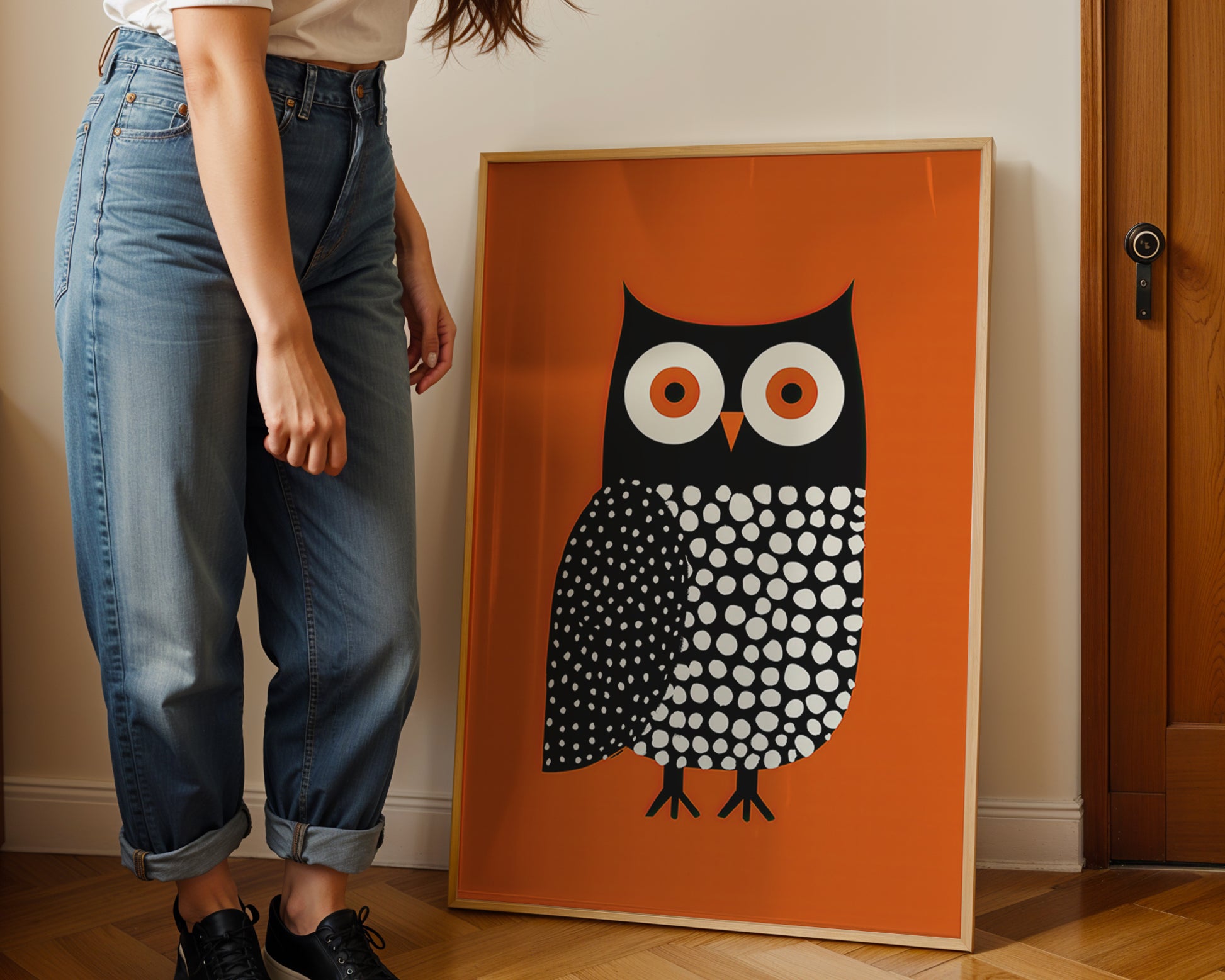 folk art owl poster