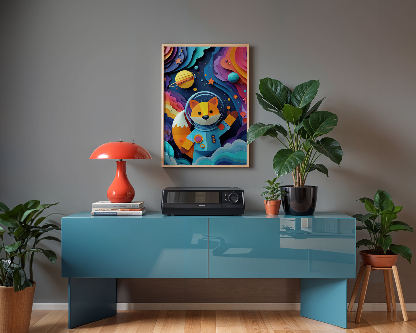 Cosmic Fox No. 01 – Modern Space Nursery Art Print