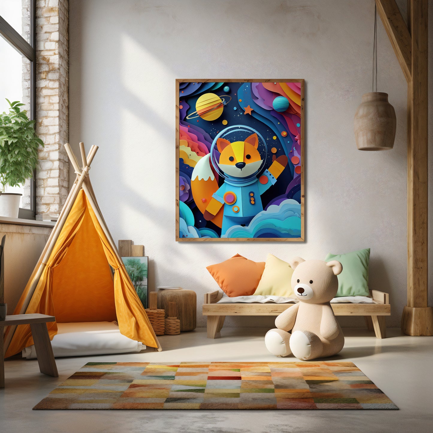 Cosmic Fox No. 01 – Modern Space Nursery Art Print