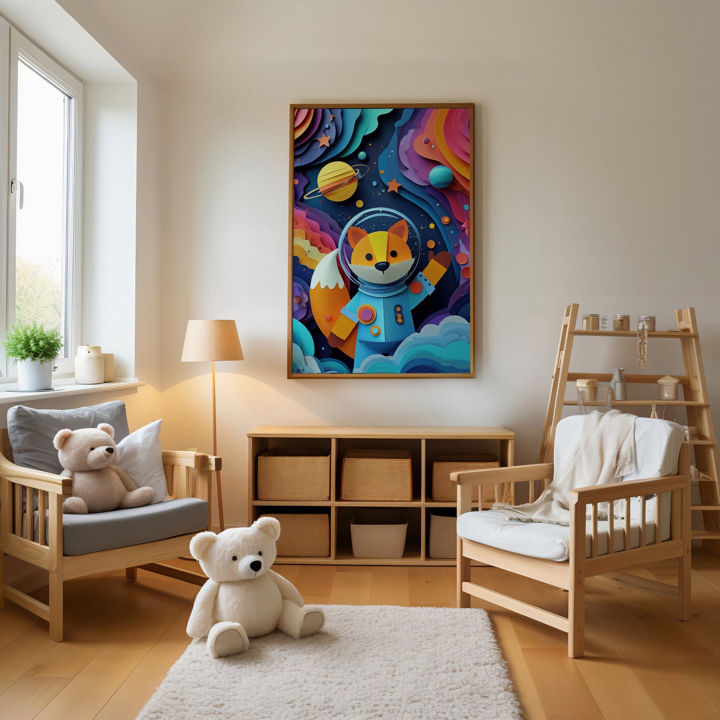 Cosmic Fox No. 01 – Modern Space Nursery Art Print