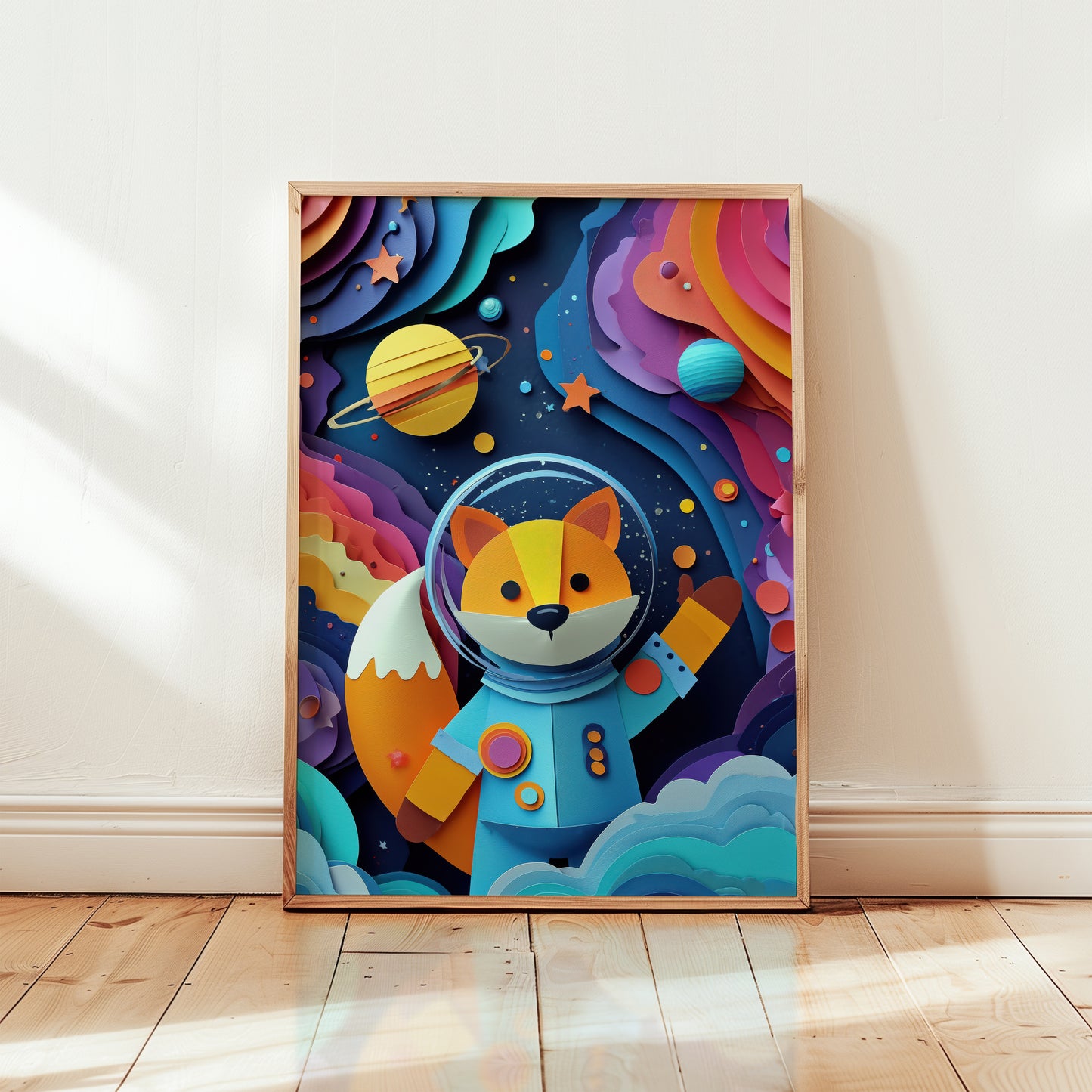 Cosmic Fox No. 01 – Modern Space Nursery Art Print