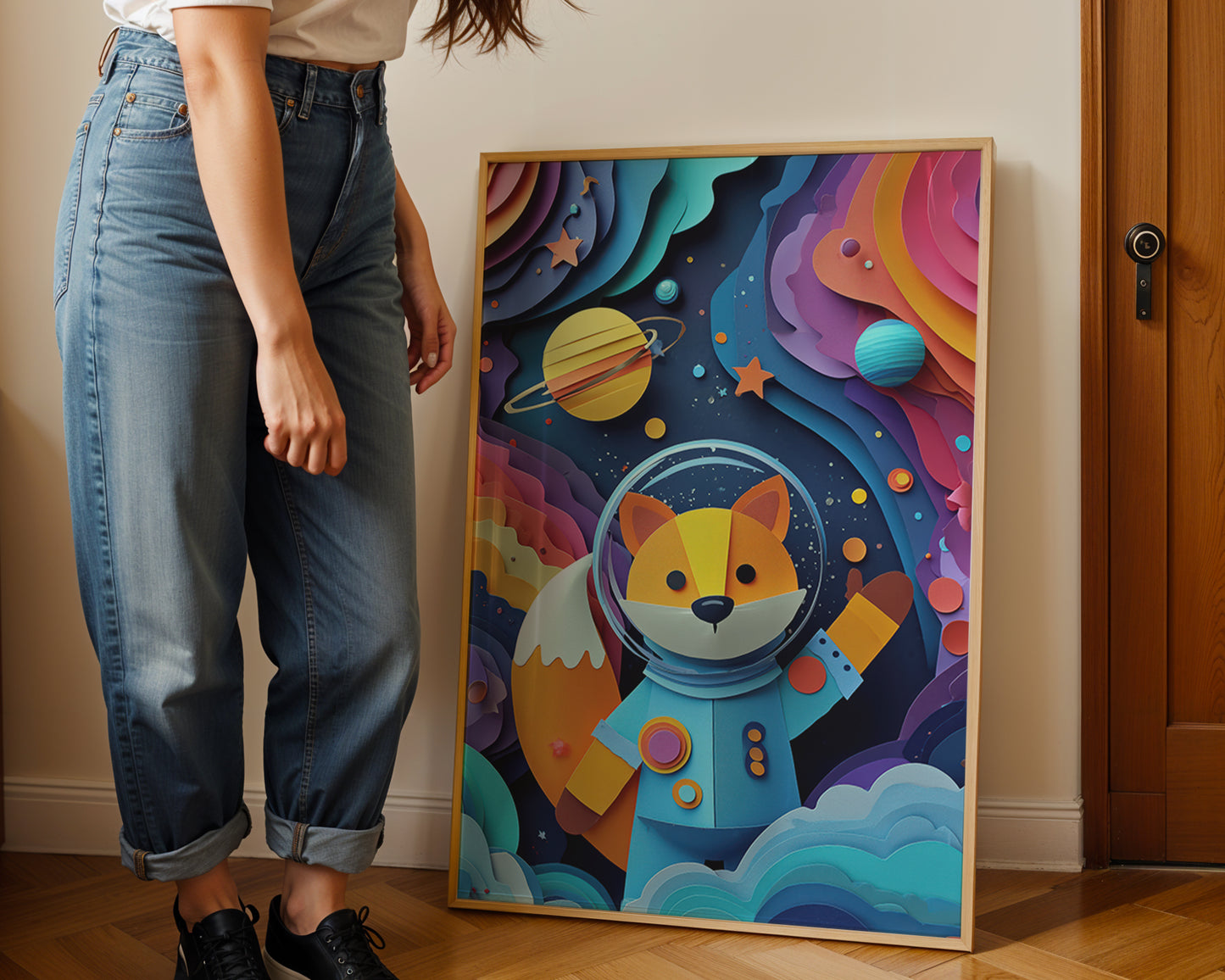 Cosmic Fox No. 01 – Modern Space Nursery Art Print