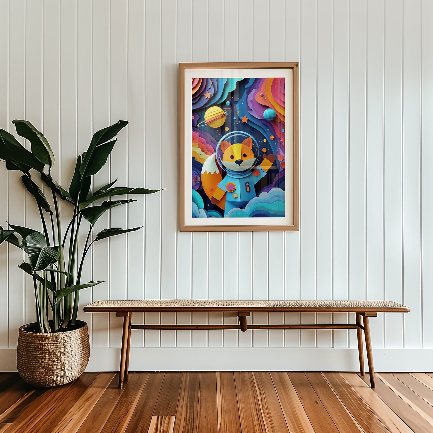 Cosmic Fox No. 01 – Modern Space Nursery Art Print