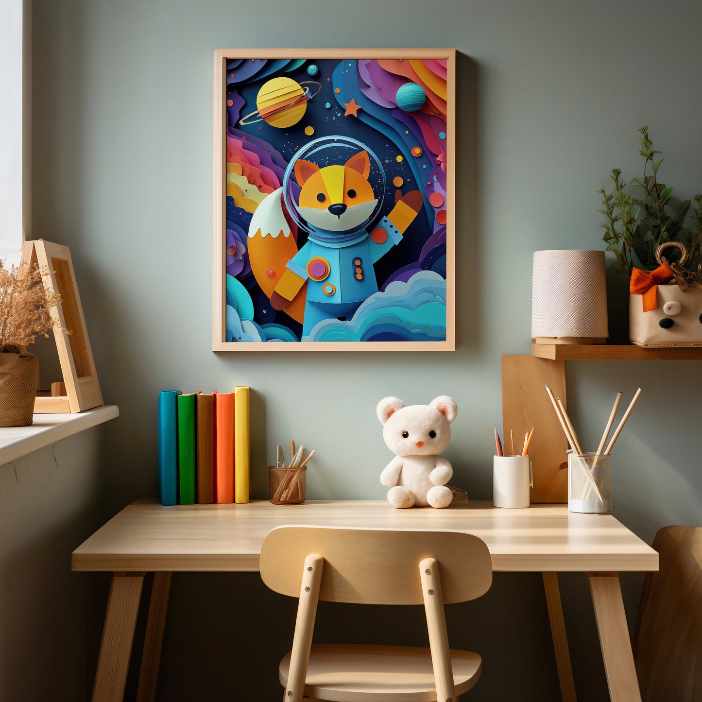 Cosmic Fox No. 01 – Modern Space Nursery Art Print