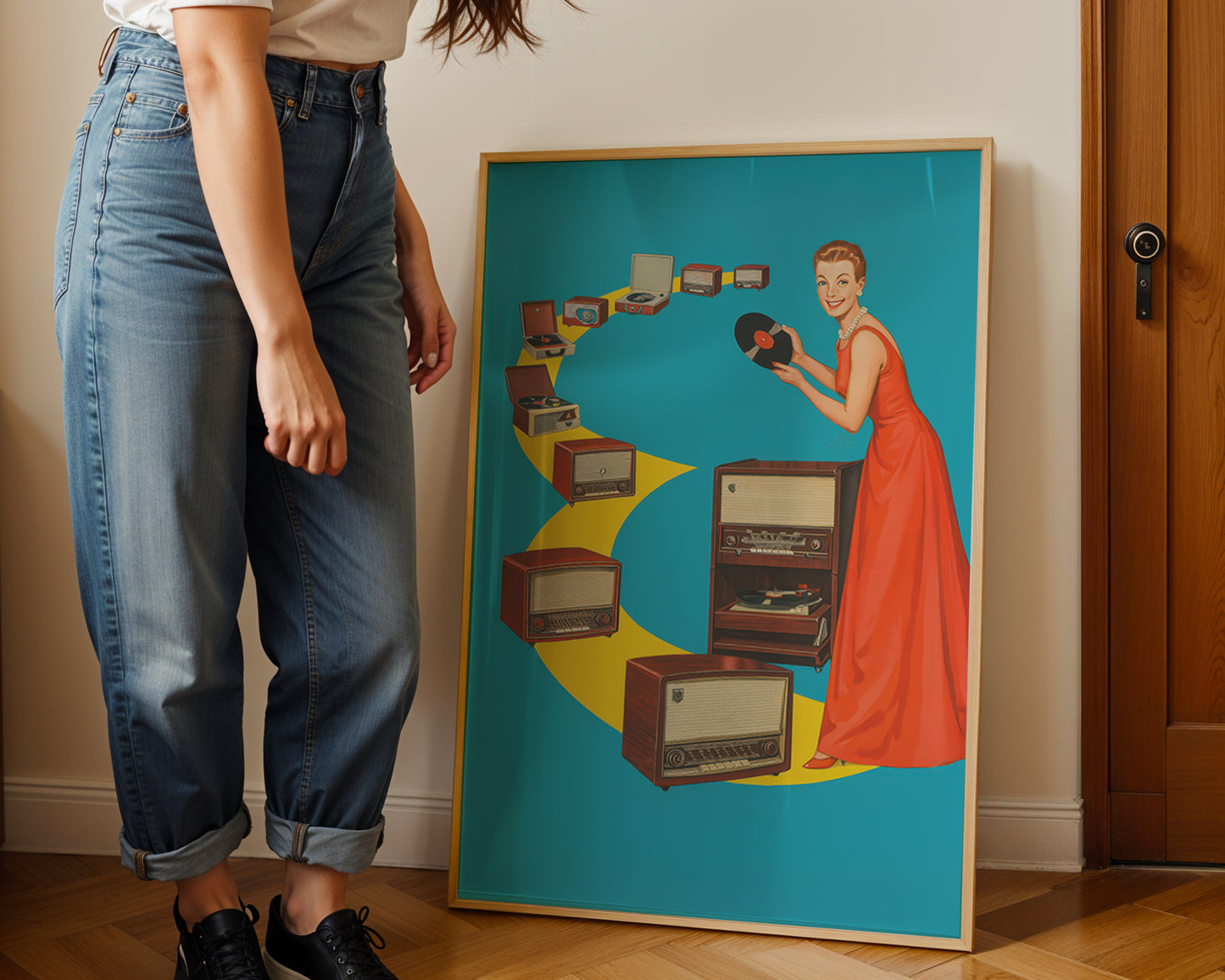Retro Vinyl Record Poster – Mid-Century Music Radio Art Print