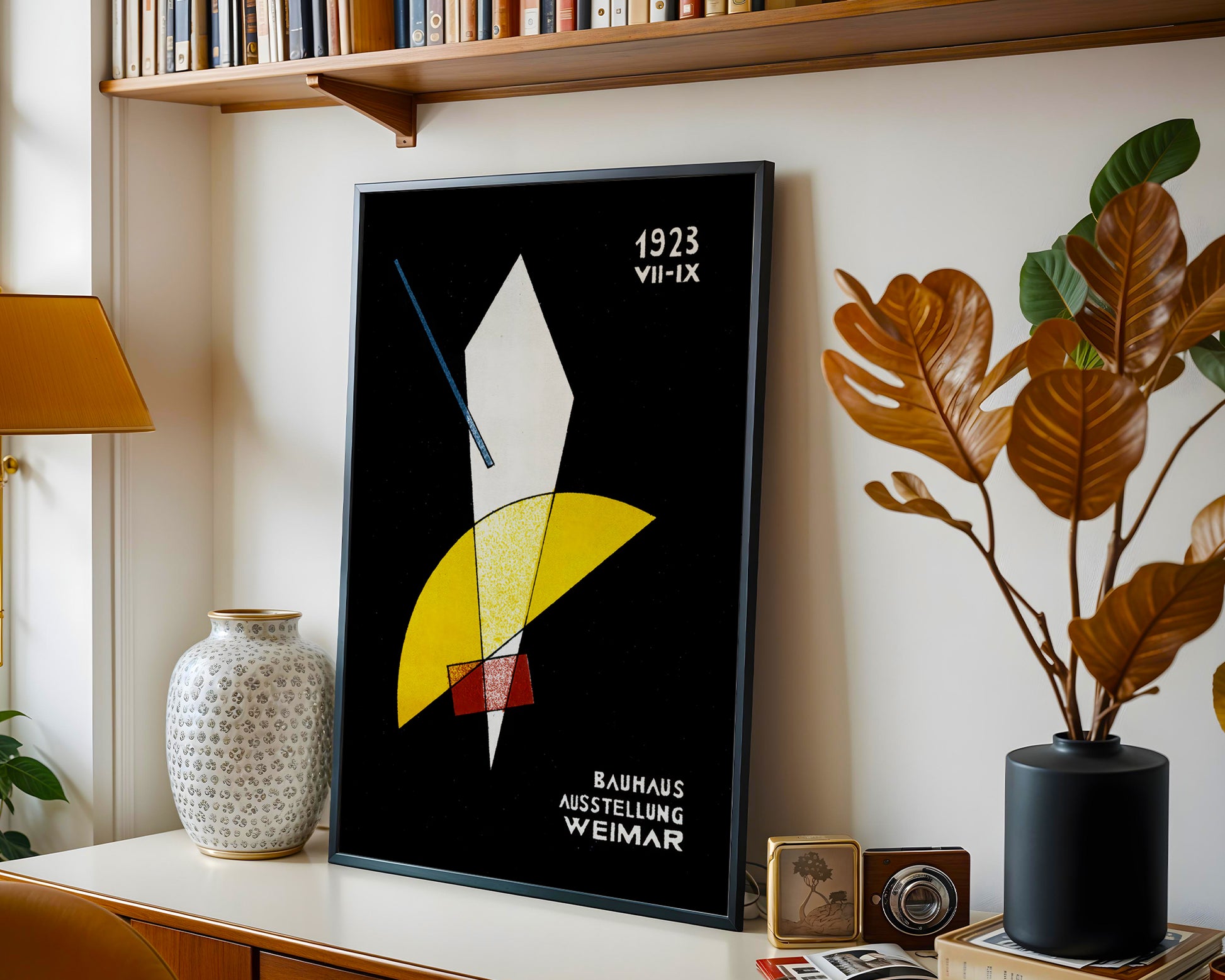 bauhausartwork on a shelf with decorative items