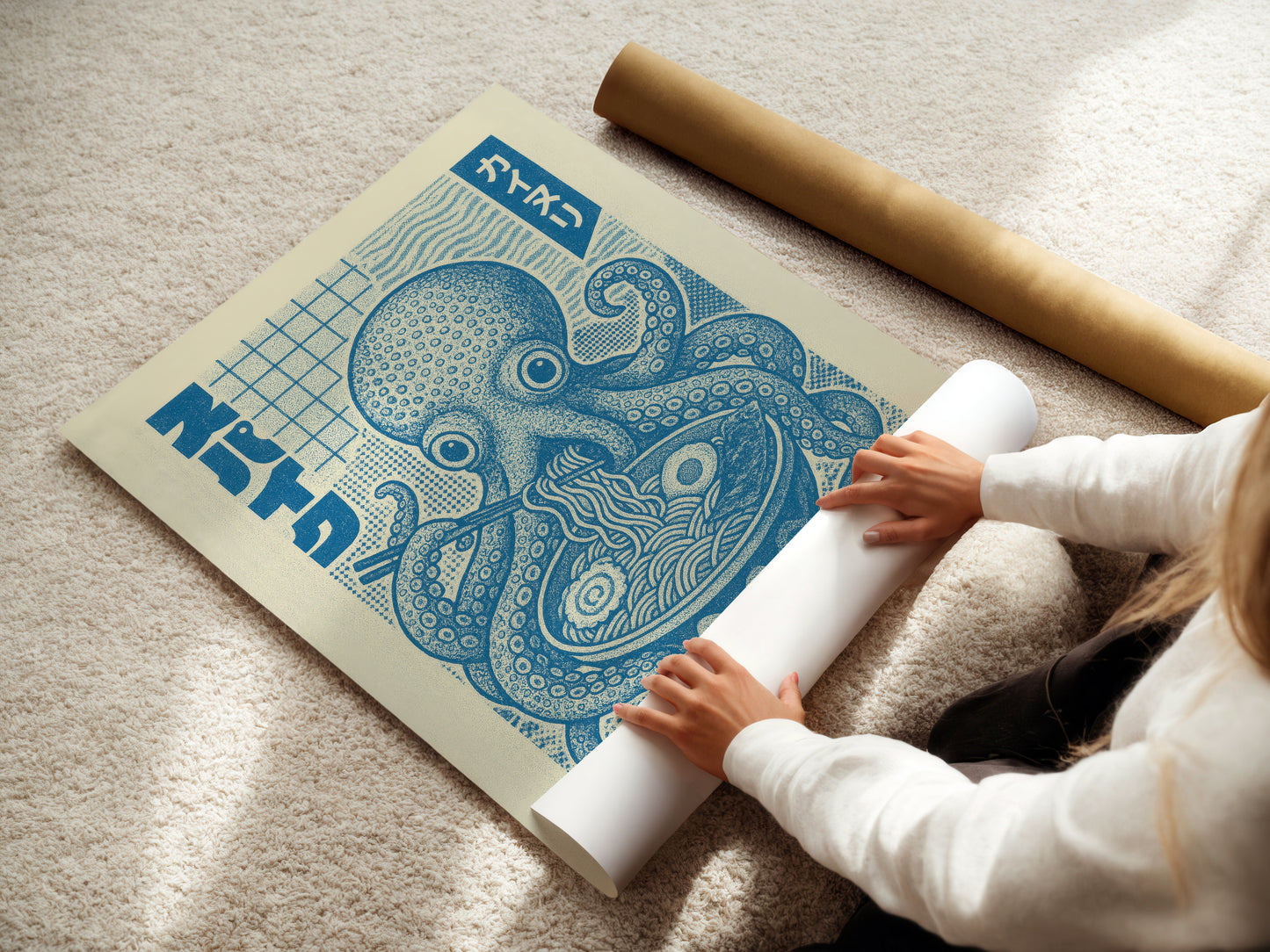 Close-up detail of mid-century modern wall art poster design