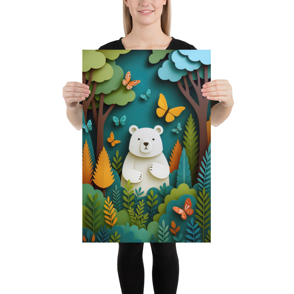 Woodland Bear Nursery Wall Art Print
