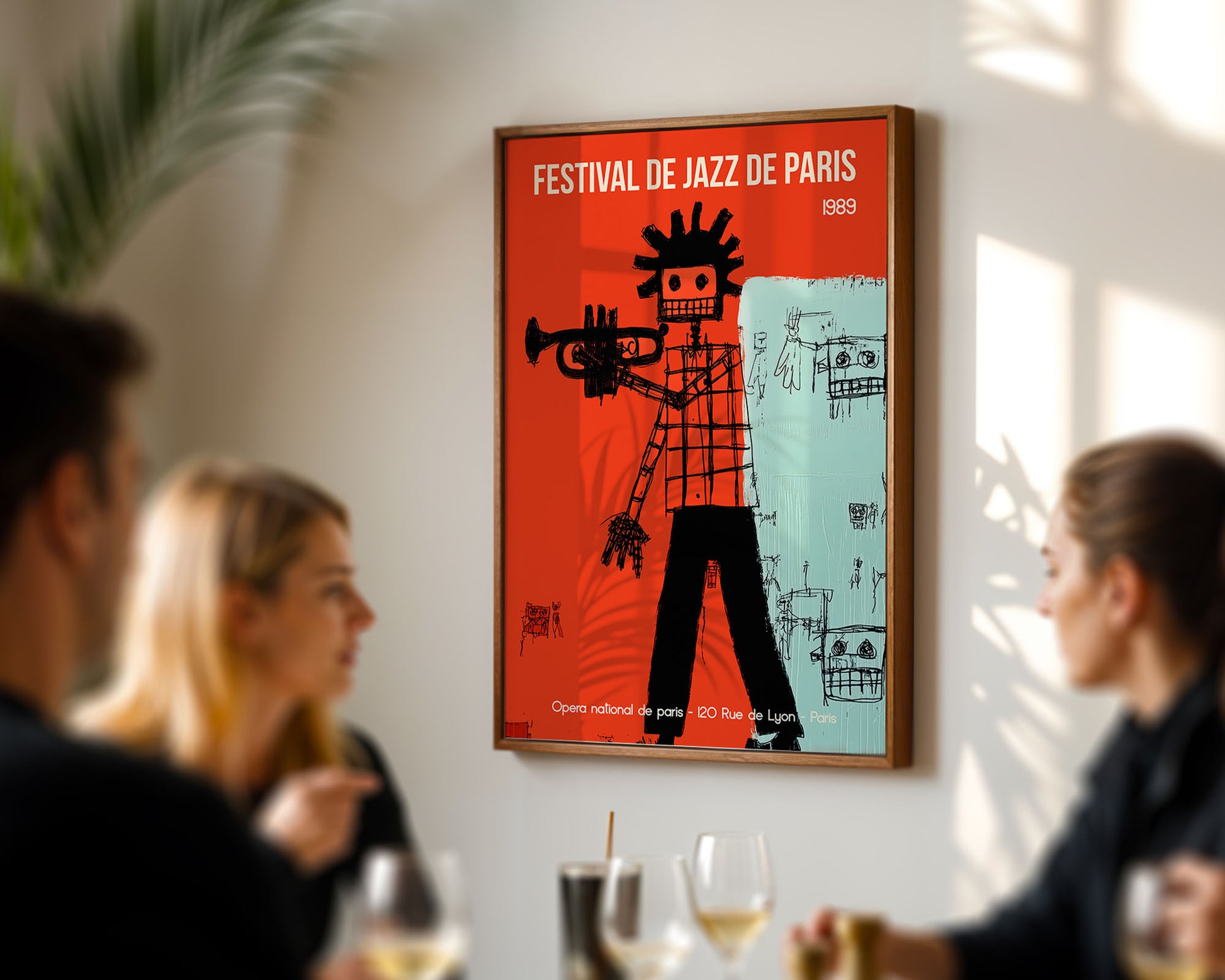  Mid-century modern poster styled in clean Scandinavian inspired Dining room living space