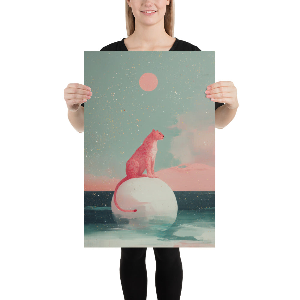 gift for her,calm wall art art print of pink big cat