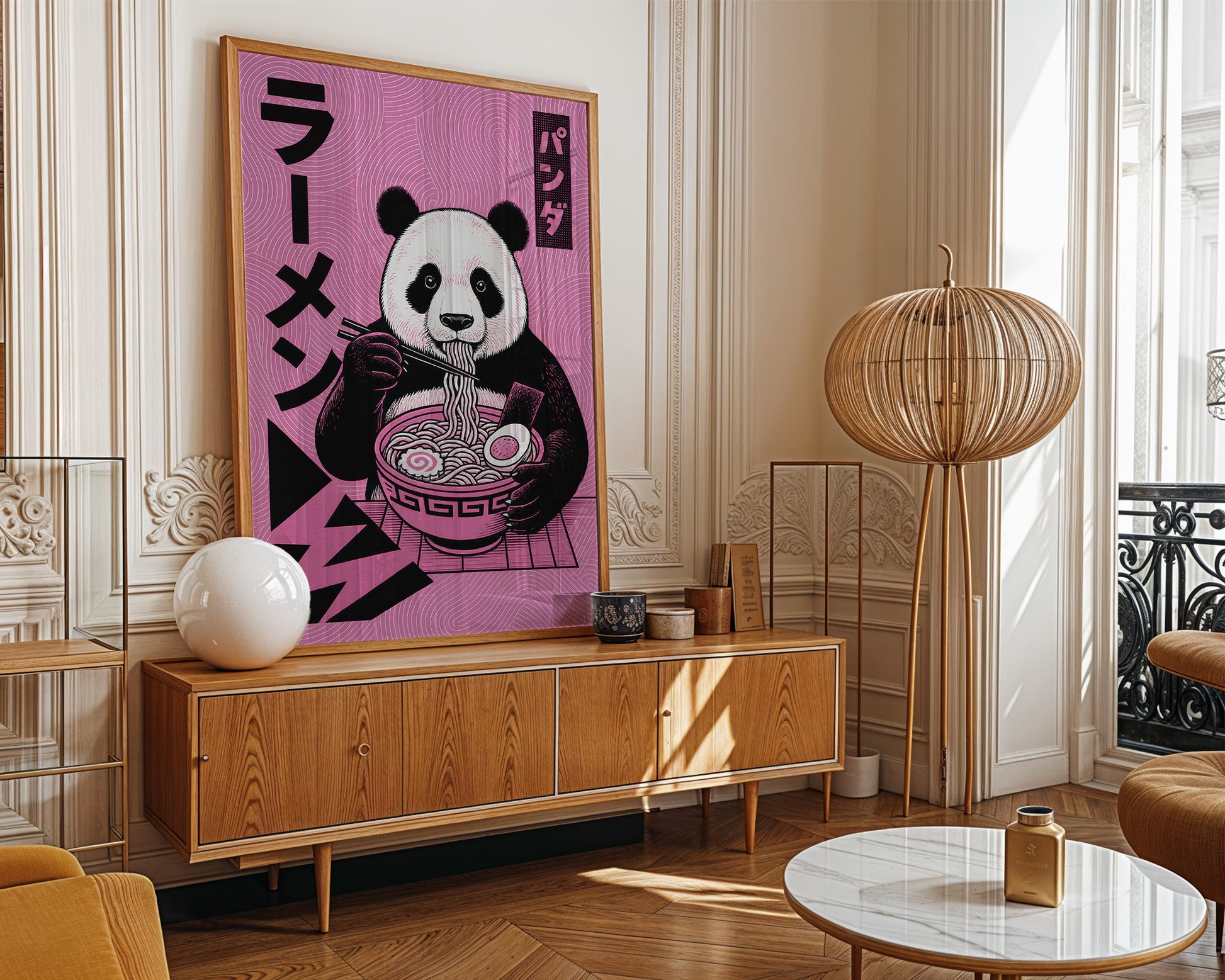 pop art panda print in Parisian appartment