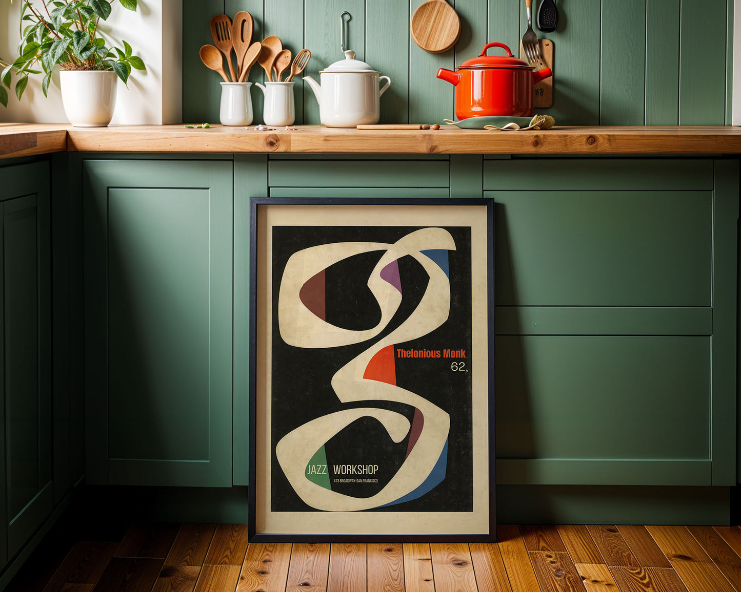 Jazz poster wall art in Modern Kitchen 
